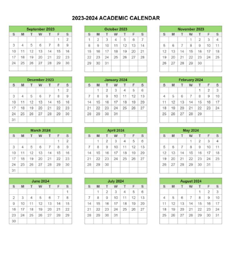 success plan calendar 2023-24 screenshot