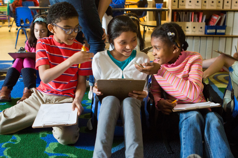 Group of three third graders